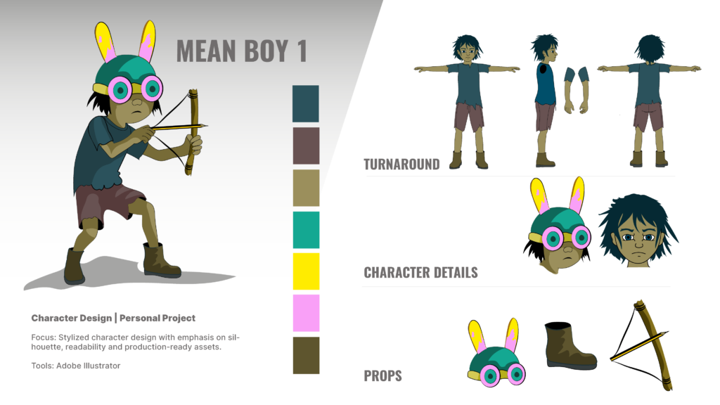 Diseño de personajes y arte conceptual.